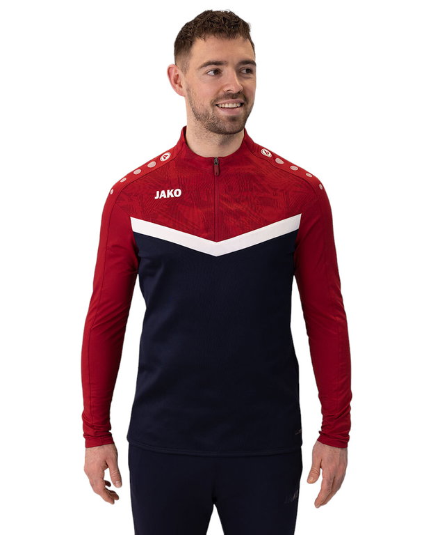 JAKO Langarmshirt Ziptop Iconic (angenehmer Tragekomfort) marineblau/rot Herren