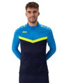 JAKO Langarmshirt Ziptop Iconic (angenehmer Tragekomfort) marineblau/hellblau/gelb Herren