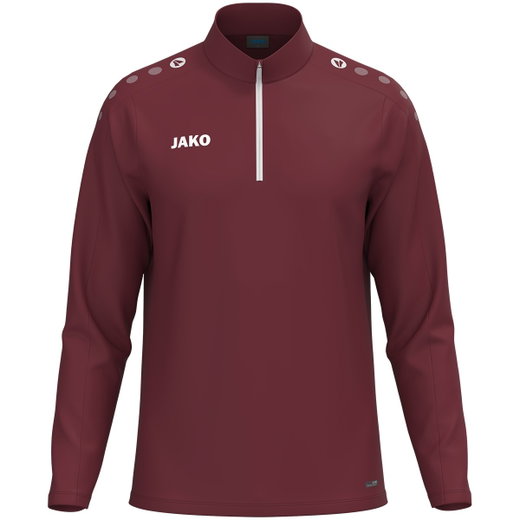 JAKO Langarmshirt Ziptop One (100% rec. Polyester, Innenseite aus Micro-Fleece) bordeauxrot Kinder
