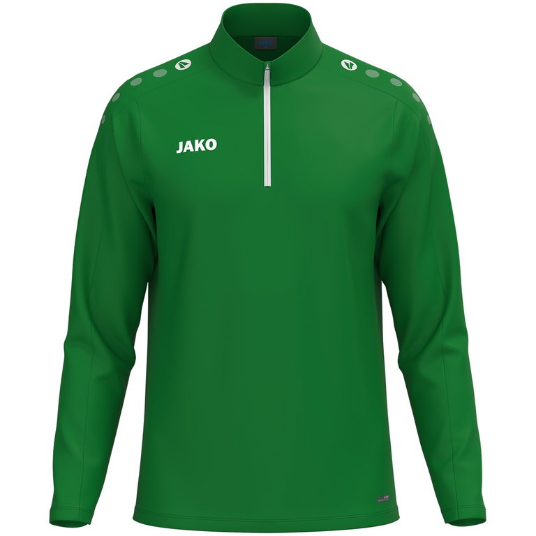 JAKO Langarmshirt Ziptop One (100% rec. Polyester, Innenseite aus Micro-Fleece) grün Herren