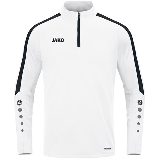 JAKO Langarmshirt Ziptop Power (rec. Polyester, hochelastisch) weiss/schwarz Herren