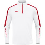 JAKO Langarmshirt Ziptop Power (rec. Polyester, hochelastisch) weiss/rot Kinder
