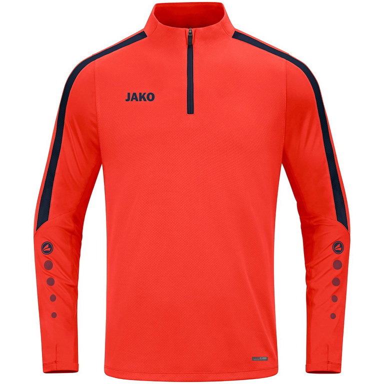 JAKO Langarmshirt Ziptop Power (rec. Polyester, hochelastisch) orange/marineblau Herren