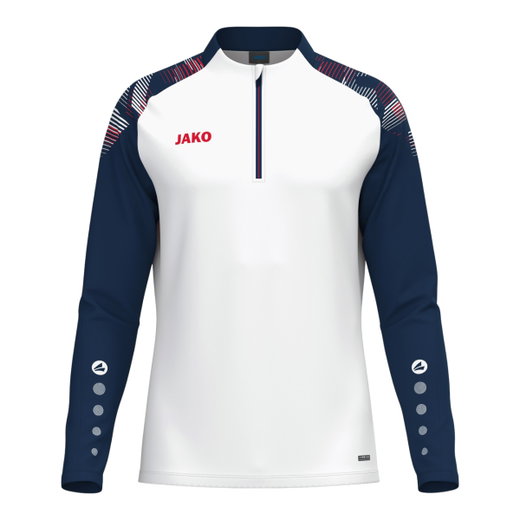 JAKO Langarmshirt Ziptop Sonic (rec. Polyester, weiches Tragegefühl) weiss/marineblau/rot Herren