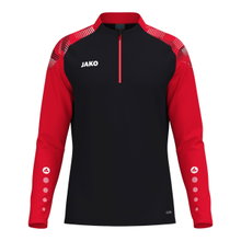 JAKO Langarmshirt Ziptop Sonic (rec. Polyester, weiches Tragegefühl) schwarz/rot Herren