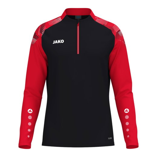 JAKO Langarmshirt Ziptop Sonic (rec. Polyester, weiches Tragegefühl) schwarz/rot Jungen