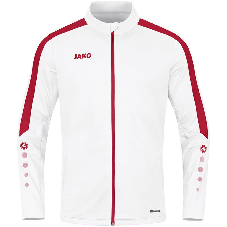JAKO Trainingsjacke (Polyester) Power (100% rec. Polyester) weiss/rot Kinder