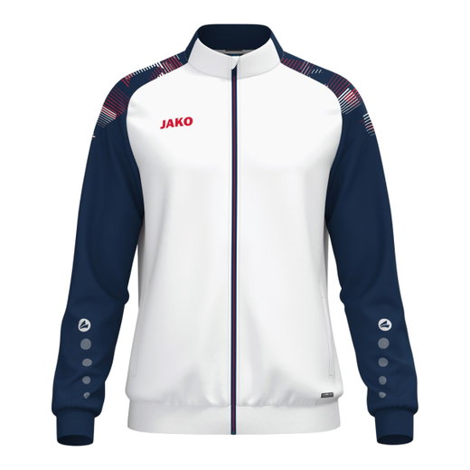 JAKO Trainingsjacke (Polyester) Sonic (100% rec. Polyester, moderner Look) weiss/marine/rot Kinder