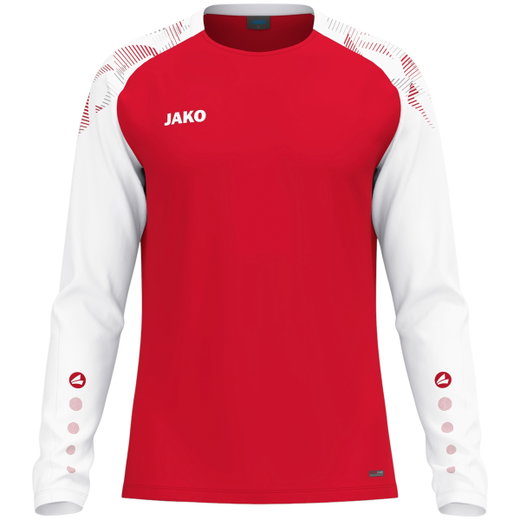 JAKO Sport-Langarmshirt Sonic Sweat (schnelltrocknend, strapazierfähig) rot/weiss Herren