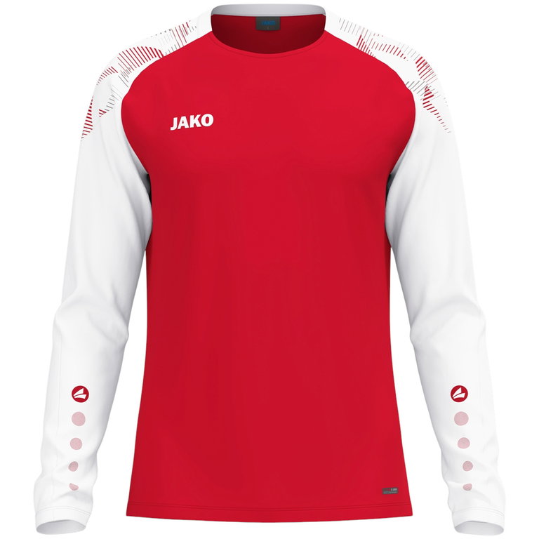 JAKO Sport-Langarmshirt Sonic Sweat (schnelltrocknend, strapazierfähig) rot/weiss Herren