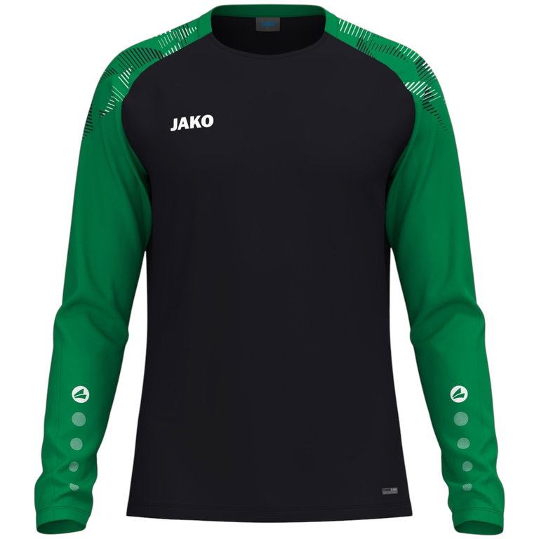 JAKO Sport-Langarmshirt Sonic Sweat (schnelltrocknend, strapazierfähig) schwarz/grün Kinder