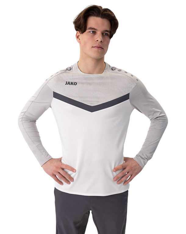 JAKO Sport Long Sleeve Sweatshirt Iconic (Polyester Stretch Fleece) white/grey/charcoal grey Men's