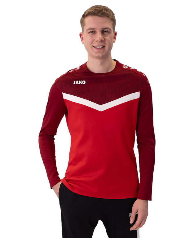 JAKO Sport-Langarmshirt Sweat Iconic (Polyester-Stretch-Fleece) rot/weinrot Herren