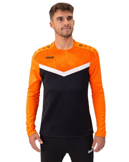 JAKO Sport-Langarmshirt Sweat Iconic (Polyester-Stretch-Fleece) schwarz/neonorange Herren
