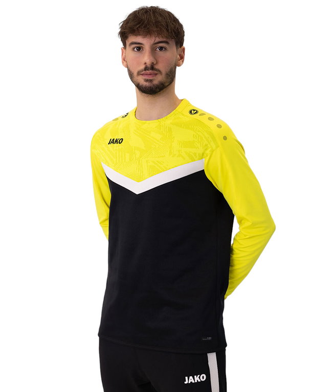 JAKO Sport-Langarmshirt Sweat Iconic (Polyester-Stretch-Fleece) schwarz/gelb Herren