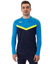 JAKO Sport Long Sleeve Sweatshirt Iconic (Polyester Stretch Fleece) navy blue/light blue/yellow Men's