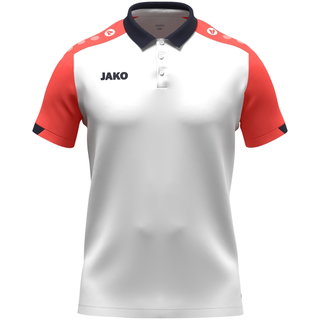 JAKO Sport-Polo Dynamic (Polyester-Mini-Piquet) weiss/coralrot/marineblau Kinder