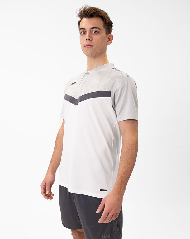 JAKO Sport-Polo Iconic (Polyester-Micro-Mesh) weiss/grau/anthrazitgrau Herren
