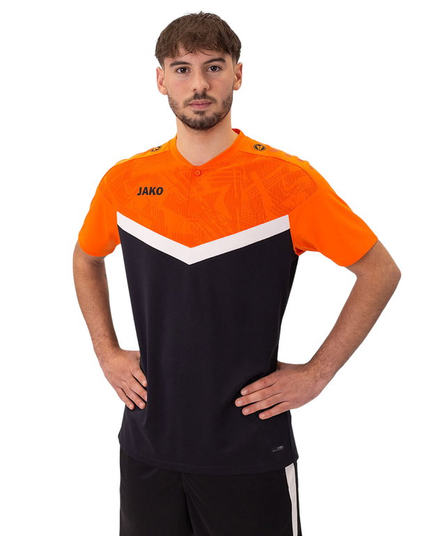 JAKO Sport-Polo Iconic (Polyester-Micro-Mesh) schwarz/neonorange Herren
