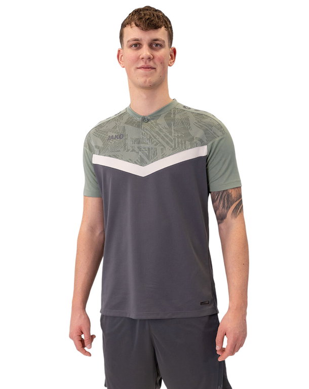 JAKO Sport-Polo Iconic (Polyester-Micro-Mesh) anthrazitgrau/mintgrün Herren