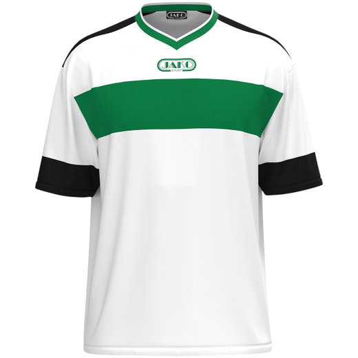 JAKO Sport T-shirt Club 92 Jersey (V-neck, Retro Charm, Oversized Cut) short-sleeved white/green men's