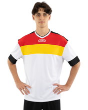 JAKO Sport T-shirt Club 92 Jersey (V-neck, Retro Charm, Oversized Cut) short-sleeved white/red/yellow men's
