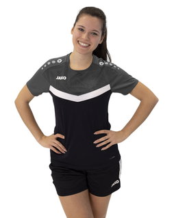 JAKO Sport-Shirt Iconic (Polyester-Micro-Mesh) schwarz/anthrazitgrau Damen
