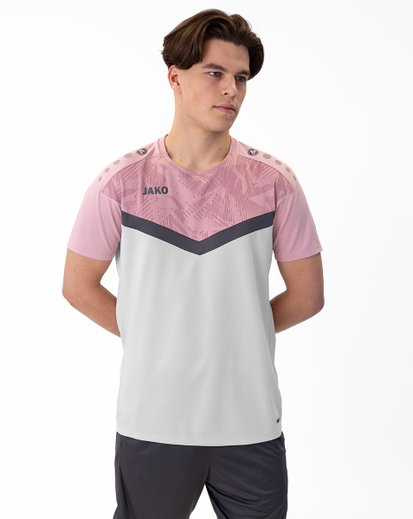 JAKO Sport-Tshirt Iconic (Polyester-Micro-Mesh) hellgrau/pink/anthrazitgrau Herren