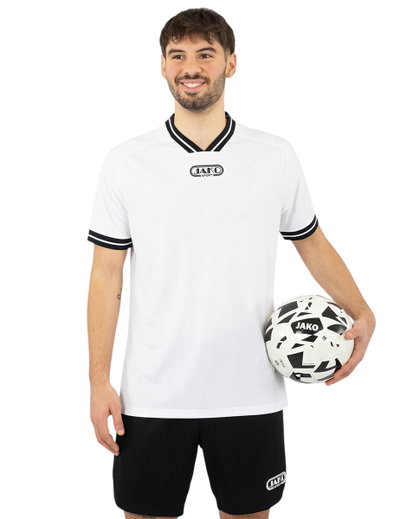 JAKO Sport-Tshirt Retro Trikot (V-Ausschnitt, atmungsaktiv) kurzarm weiss/schwarz Herren