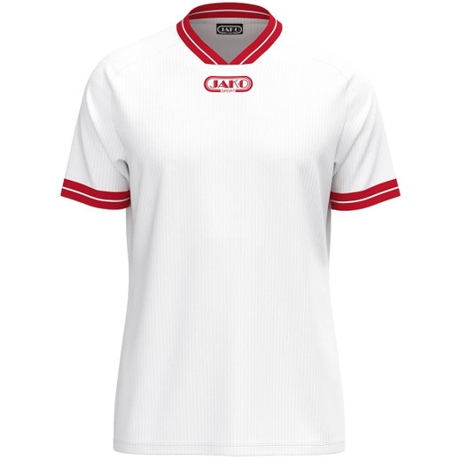 JAKO Sport-Tshirt Retro Trikot (V-Ausschnitt, atmungsaktiv) kurzarm weiss/rot Herren
