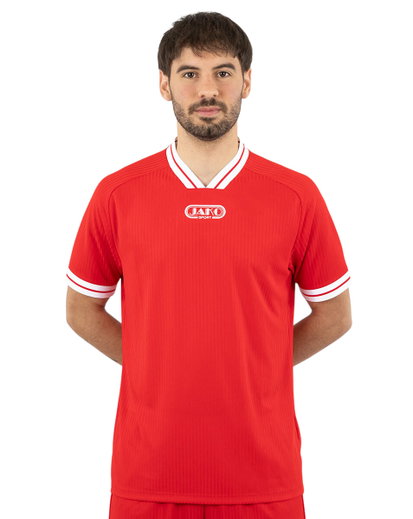 JAKO Sport-Tshirt Retro Trikot (V-Ausschnitt, atmungsaktiv) kurzarm rot/weiss Herren