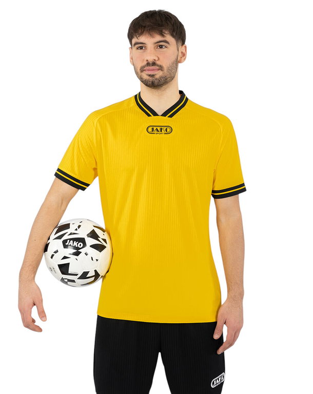 JAKO Sport-Tshirt Retro Trikot (V-Ausschnitt, atmungsaktiv) kurzarm gelb/schwarz Herren