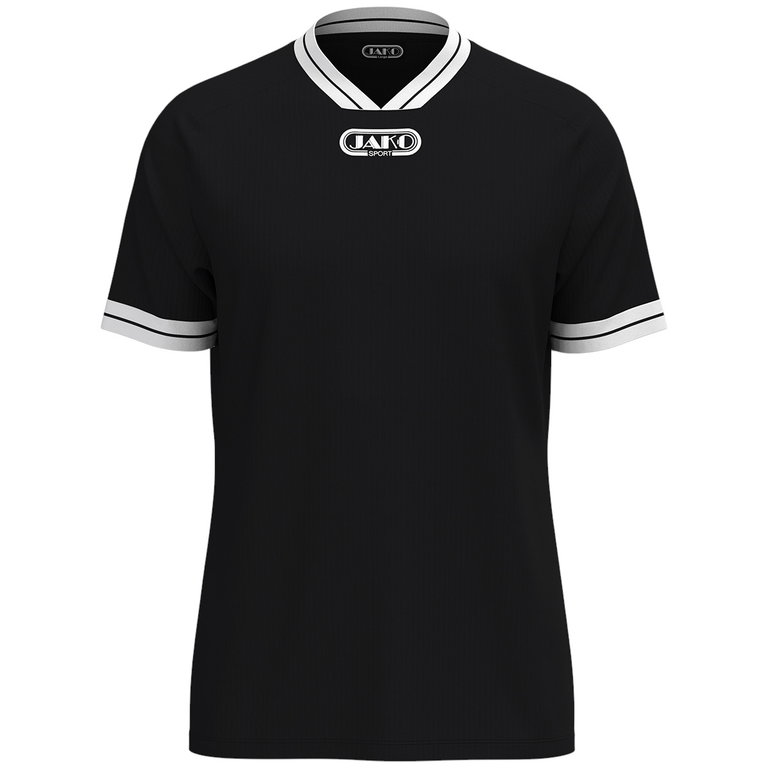 JAKO Sport-Tshirt Retro Trikot (V-Ausschnitt, atmungsaktiv) kurzarm schwarz/weiss Herren