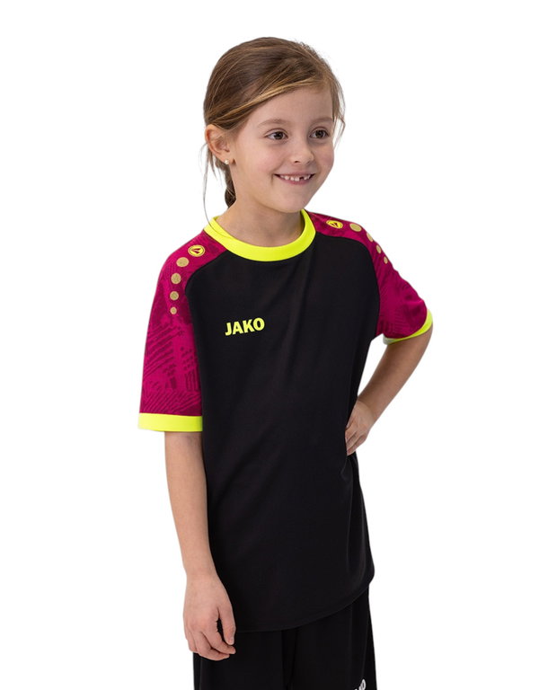 JAKO Sport-Tshirt Trikot Iconic (Polyester-Interlock) schwarz/pink/gelb Kinder