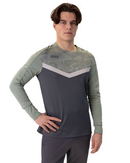 JAKO Sport-Langarmshirt Sweat Iconic (Polyester-Stretch-Fleece) anthrazitgrau/mintgrün Herren