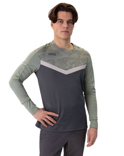 JAKO Sport-Langarmshirt Sweat Iconic (Polyester-Stretch-Fleece) anthrazitgrau/mintgrün Herren