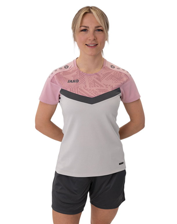 JAKO Sport-Shirt Iconic (Polyester-Micro-Mesh) hellgrau/pink/anthrazitgrau Damen