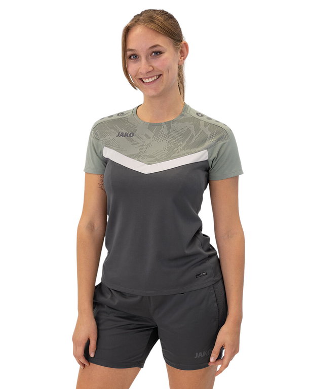 JAKO Sport-Shirt Iconic (Polyester-Micro-Mesh) anthrazitgrau/mintgrün Damen