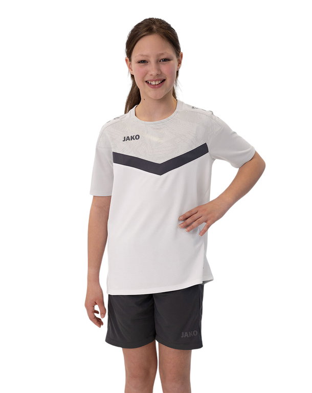 JAKO Sport-Tshirt Iconic (Polyester-Micro-Mesh) weiss/hellgrau/anthrazitgrau Kinder