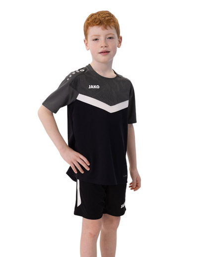 JAKO Sport-Tshirt Iconic (Polyester-Micro-Mesh) schwarz/anthrazitgrau Kinder