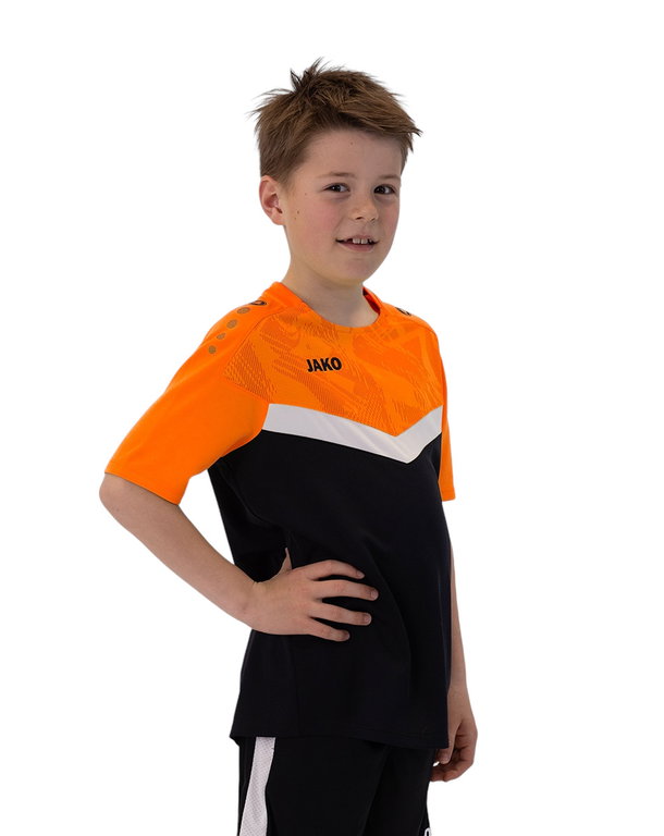 JAKO Sport-Tshirt Iconic (Polyester-Micro-Mesh) schwarz/neonorange Kinder