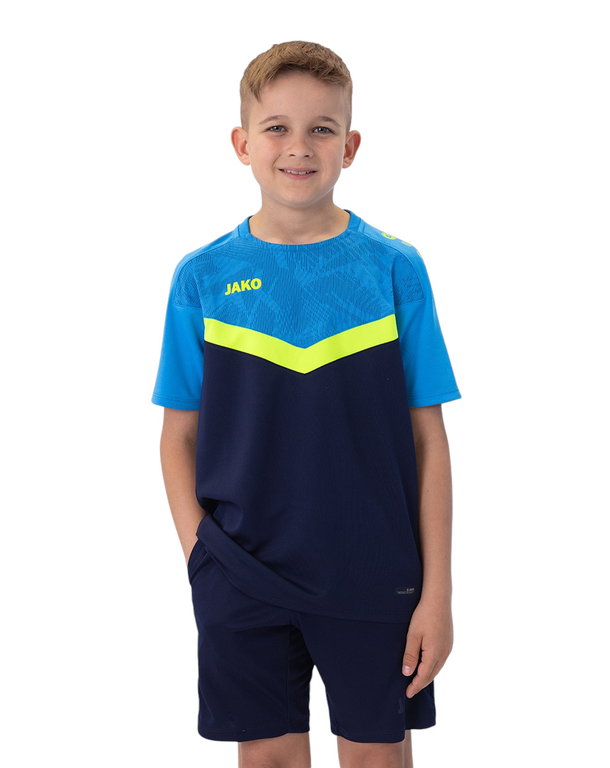 JAKO Sport-Tshirt Iconic (Polyester-Micro-Mesh) marineblau/hellblau/gelb Kinder