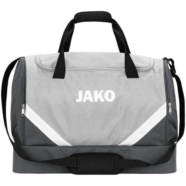 JAKO Sporttasche Iconic mit Bodenfach (Größe S - 30 Liter) hellgrau/anthrazitgrau - 45x24x37cm