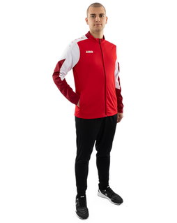 JAKO dres poliesterowy Dynamic (kurtka i spodnie, sportowy krój) czerwony/biały/ciemnoczerwony męski