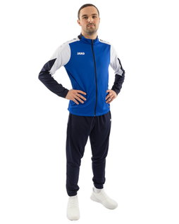 JAKO Trainingsanzug Polyester Dynamic (Jacke und Hose, sportiver Schnitt) royalblau/weiss/marineblau Herren