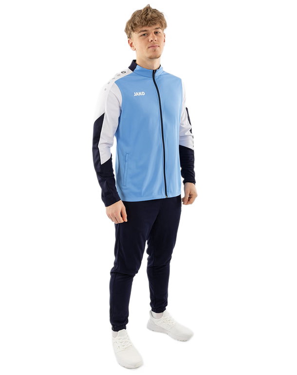 JAKO Trainingsanzug Polyester Dynamic (Jacke und Hose, sportiver Schnitt) himmelblau/weiss/marineblau Herren