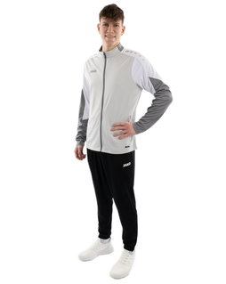 JAKO Trainingsanzug Polyester Dynamic (Jacke und Hose, sportiver Schnitt) hellgrau/weiss/grau Herren