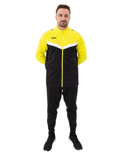 JAKO Trainingsanzug Polyester Iconic (Jacke und Hose, sportiver Schnitt) schwarz/gelb Herren