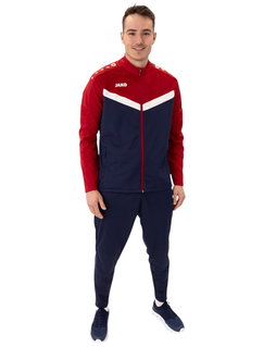 JAKO Trainingsanzug Polyester Iconic (Jacke und Hose, sportiver Schnitt) marineblau/rot Herren