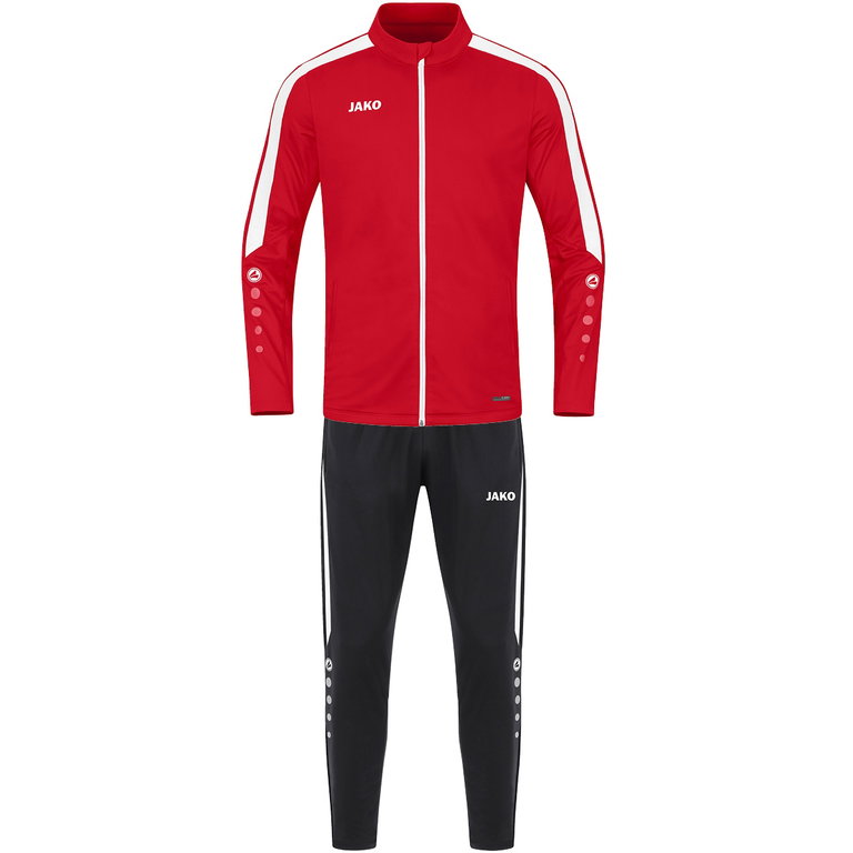 JAKO Trainingsanzug Polyester Power (Jacke und Hose) rot/schwarz Herren